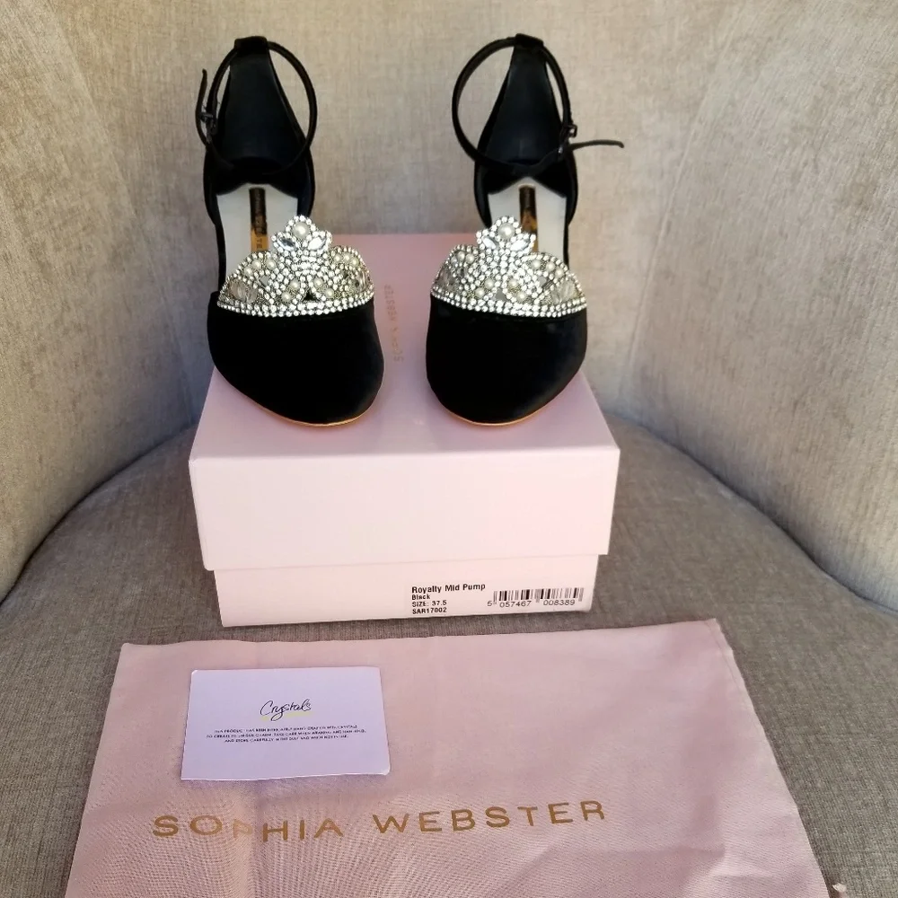 NIB Sophia Webster Black Velvet Tiara Royalty Pump